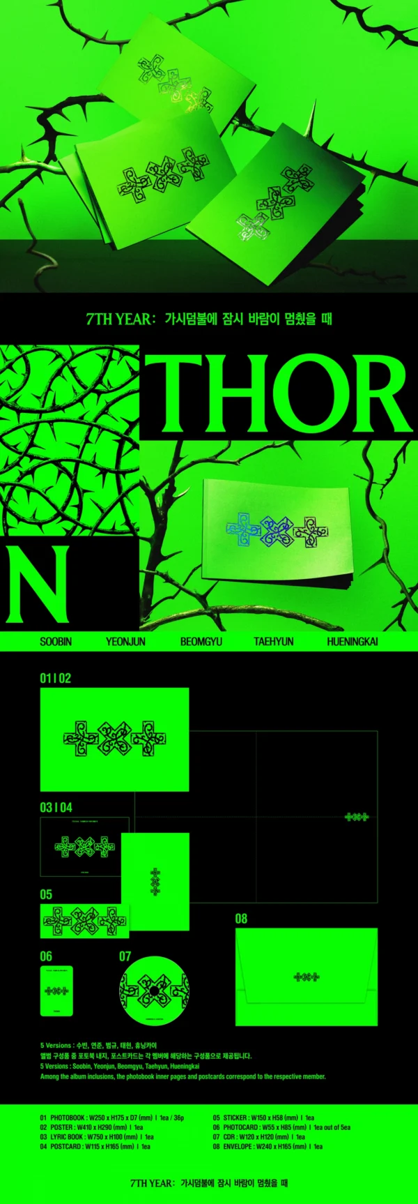 TXT Thorn 1 TXT Album - 7TH YEAR : 가시덤불에 잠시 바람이 멈췄을 때 THORN (Random Ver.)