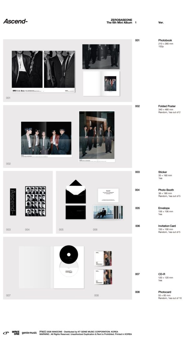 Ascend 1a ZEROBASEONE 6th Mini Album - Ascend- (Random Ver.)