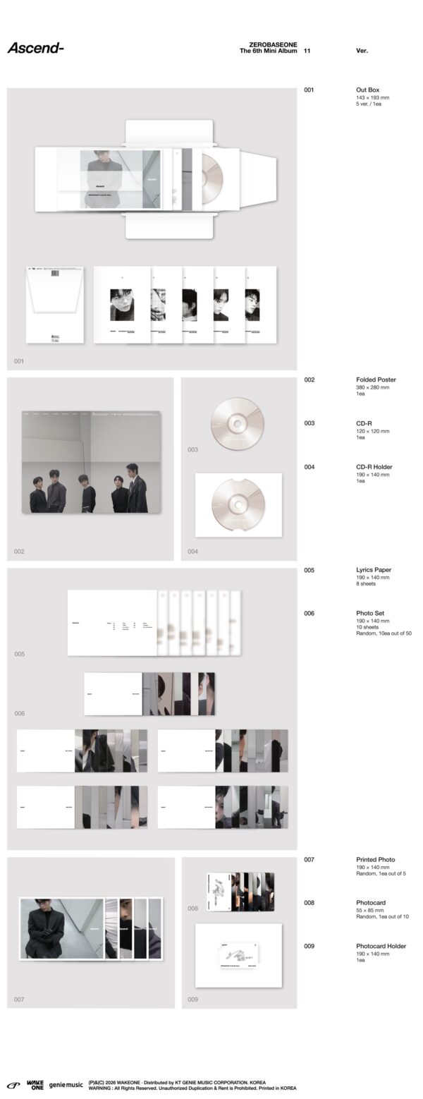 [11 Ver.] ZEROBASEONE 6th Mini Album - Ascend- (Random Ver.)