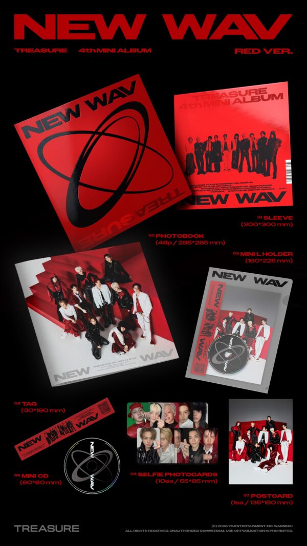 Red 1a TREASURE 4th Mini Album - NEW WAV (RED Ver.)